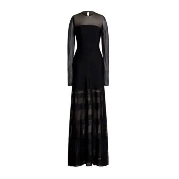 Ralph Lauren Collection Long Sleeve Crewneck Evening Gown Black Maxi Dress M $3k - Picture 3 of 5